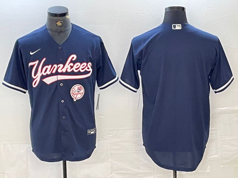 Men New York Yankees Blank Dark blue Second generation joint name Nike 2024 MLB Jersey style 3